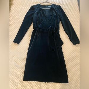 Antonio Melani - Dark Teal Velvet Midi Wrap Dress - Size 4 - Size Small